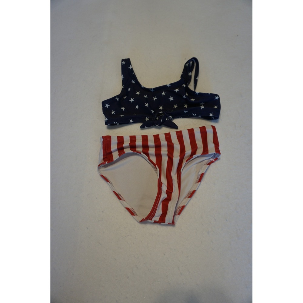 Old Navy Kids Patriotic Stars and Stripes Two Piece Bikini‎ Swimsuit XS 5